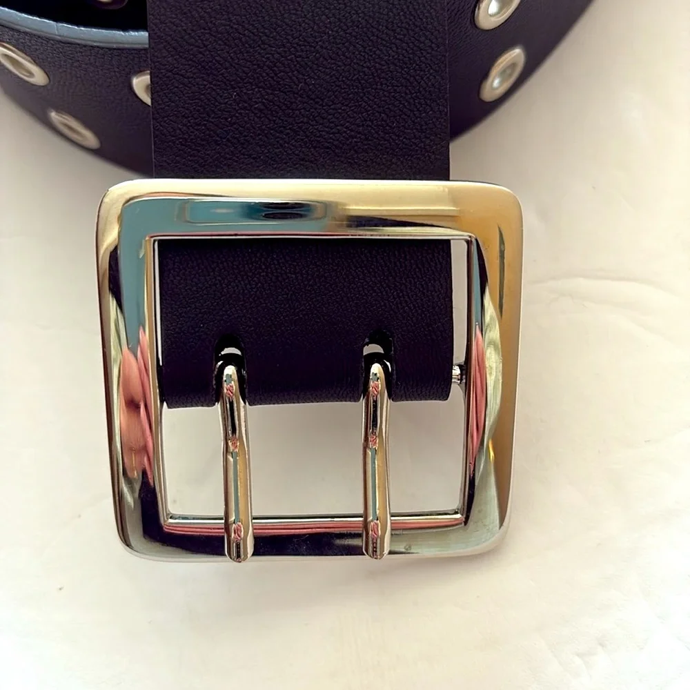 Vegan leather belt with grommet design